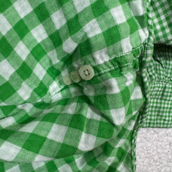 Ralph Lauren Shirt Mens Large Custom Green White Gingham Cotton Gauze Preppy - Picture 5 of 6
